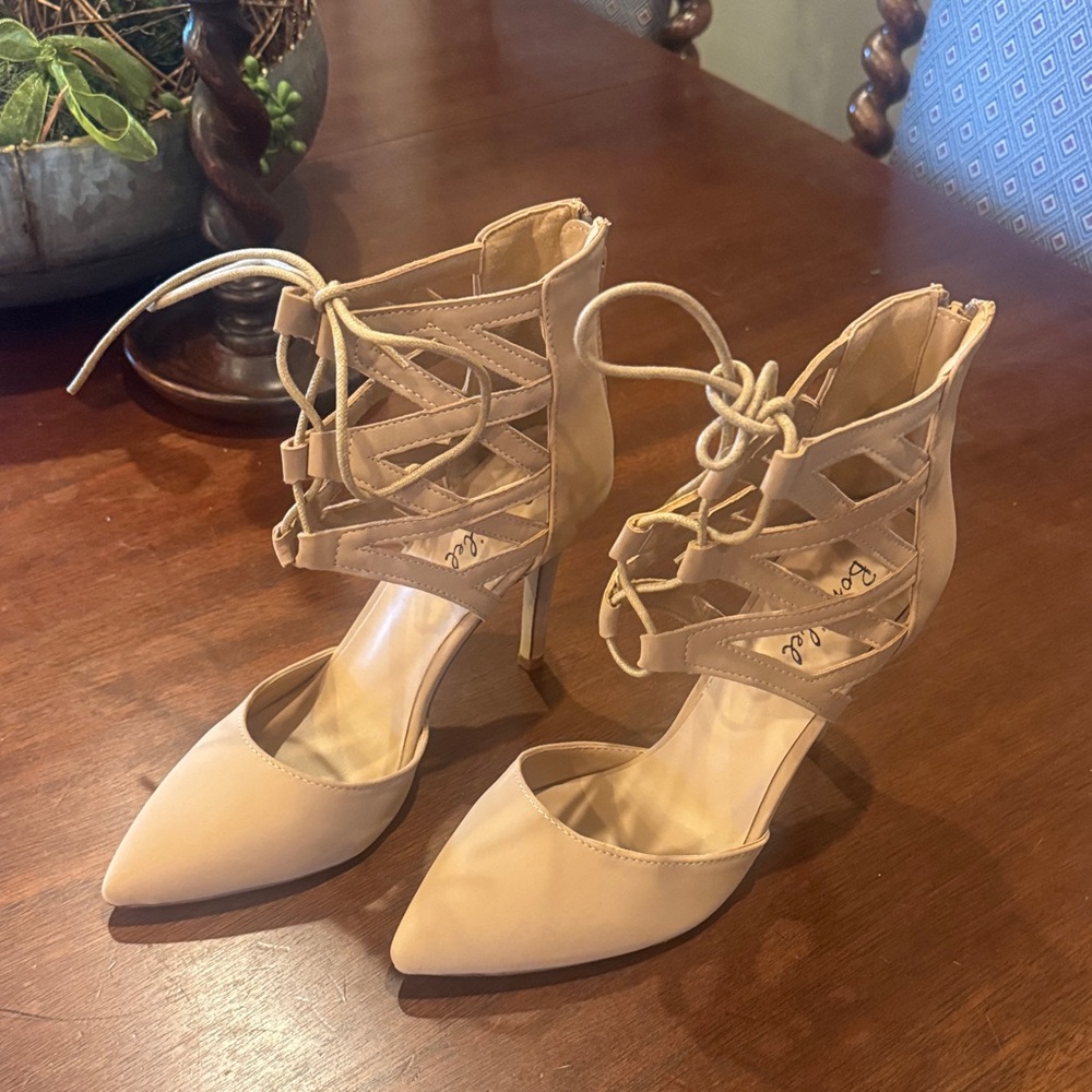 Bonnibel Nude Lace-Up Heels